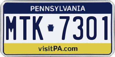 PA license plate MTK7301