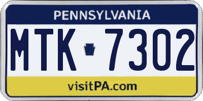 PA license plate MTK7302