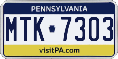 PA license plate MTK7303