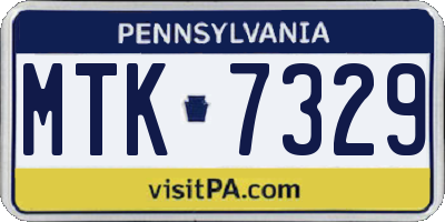 PA license plate MTK7329