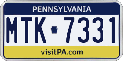 PA license plate MTK7331