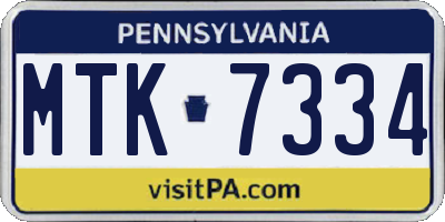 PA license plate MTK7334