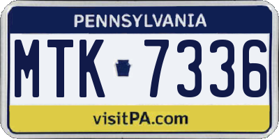PA license plate MTK7336
