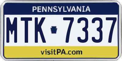 PA license plate MTK7337