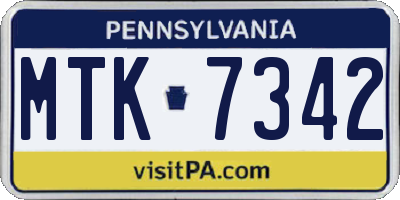 PA license plate MTK7342