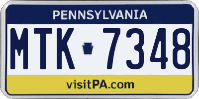 PA license plate MTK7348