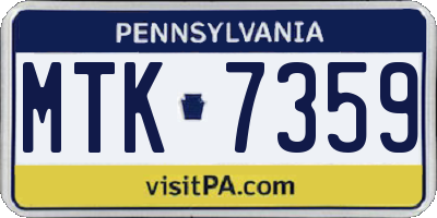 PA license plate MTK7359