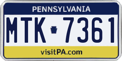 PA license plate MTK7361