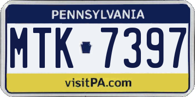 PA license plate MTK7397