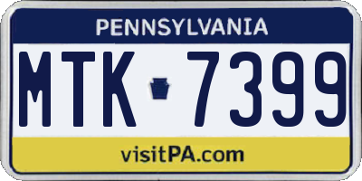 PA license plate MTK7399