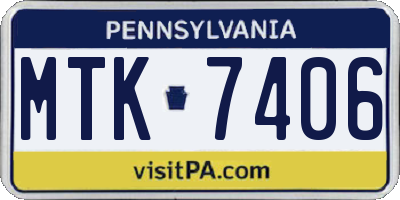 PA license plate MTK7406