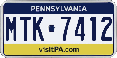 PA license plate MTK7412