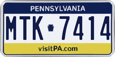 PA license plate MTK7414