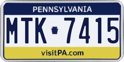 PA license plate MTK7415