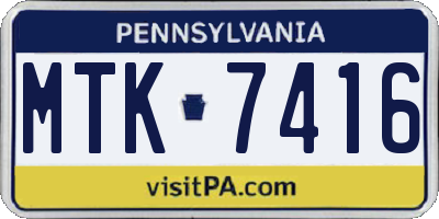 PA license plate MTK7416