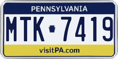 PA license plate MTK7419