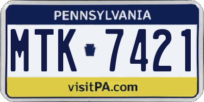 PA license plate MTK7421