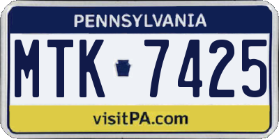 PA license plate MTK7425