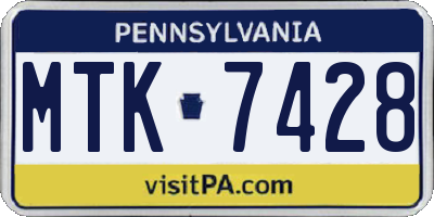 PA license plate MTK7428