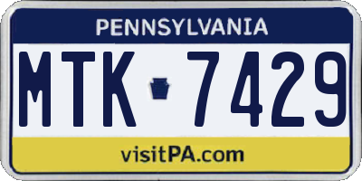 PA license plate MTK7429