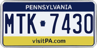 PA license plate MTK7430