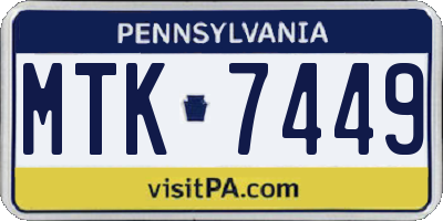 PA license plate MTK7449