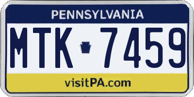 PA license plate MTK7459