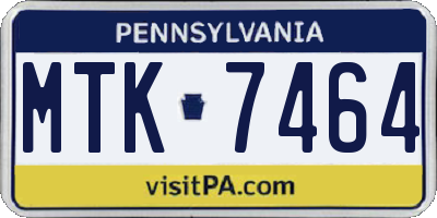 PA license plate MTK7464