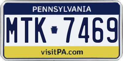 PA license plate MTK7469