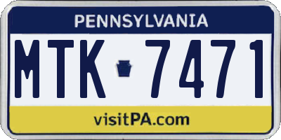 PA license plate MTK7471