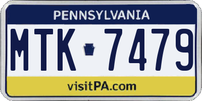 PA license plate MTK7479