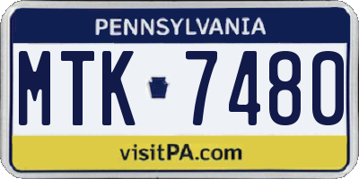PA license plate MTK7480