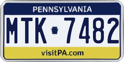 PA license plate MTK7482