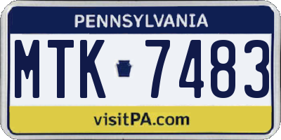 PA license plate MTK7483