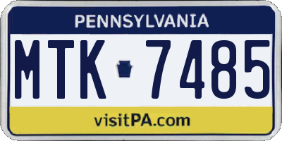 PA license plate MTK7485