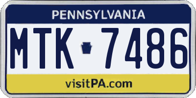 PA license plate MTK7486