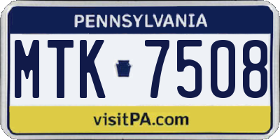 PA license plate MTK7508