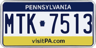 PA license plate MTK7513