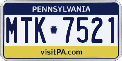 PA license plate MTK7521