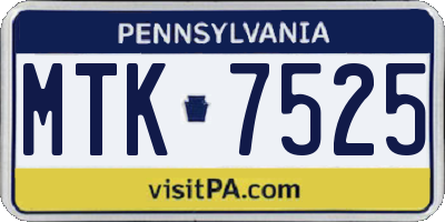 PA license plate MTK7525