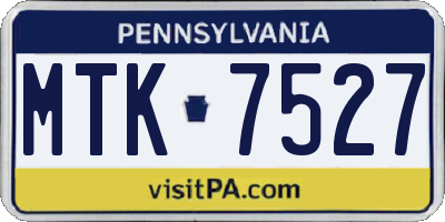 PA license plate MTK7527