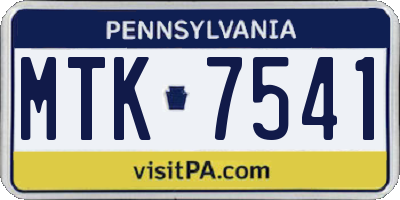 PA license plate MTK7541