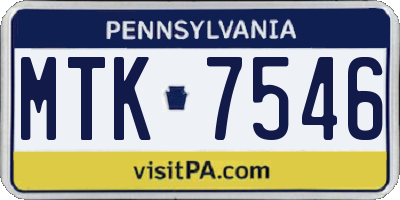 PA license plate MTK7546