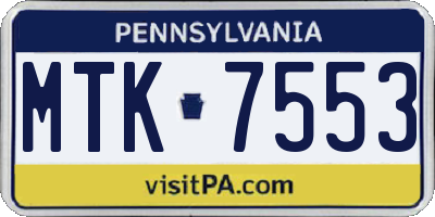 PA license plate MTK7553