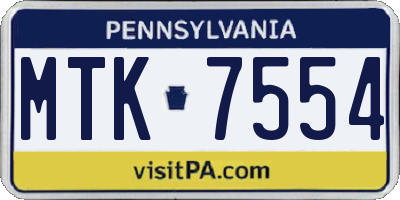 PA license plate MTK7554