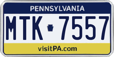 PA license plate MTK7557