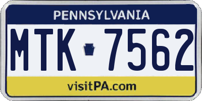 PA license plate MTK7562