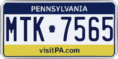 PA license plate MTK7565