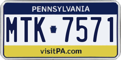 PA license plate MTK7571