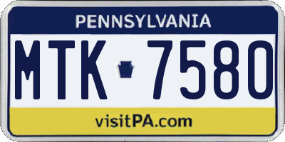 PA license plate MTK7580